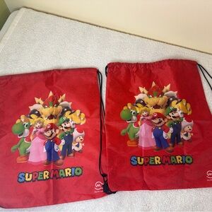 Nintendo Super Mario Red Drawstring Kids Backpack - Characters Print